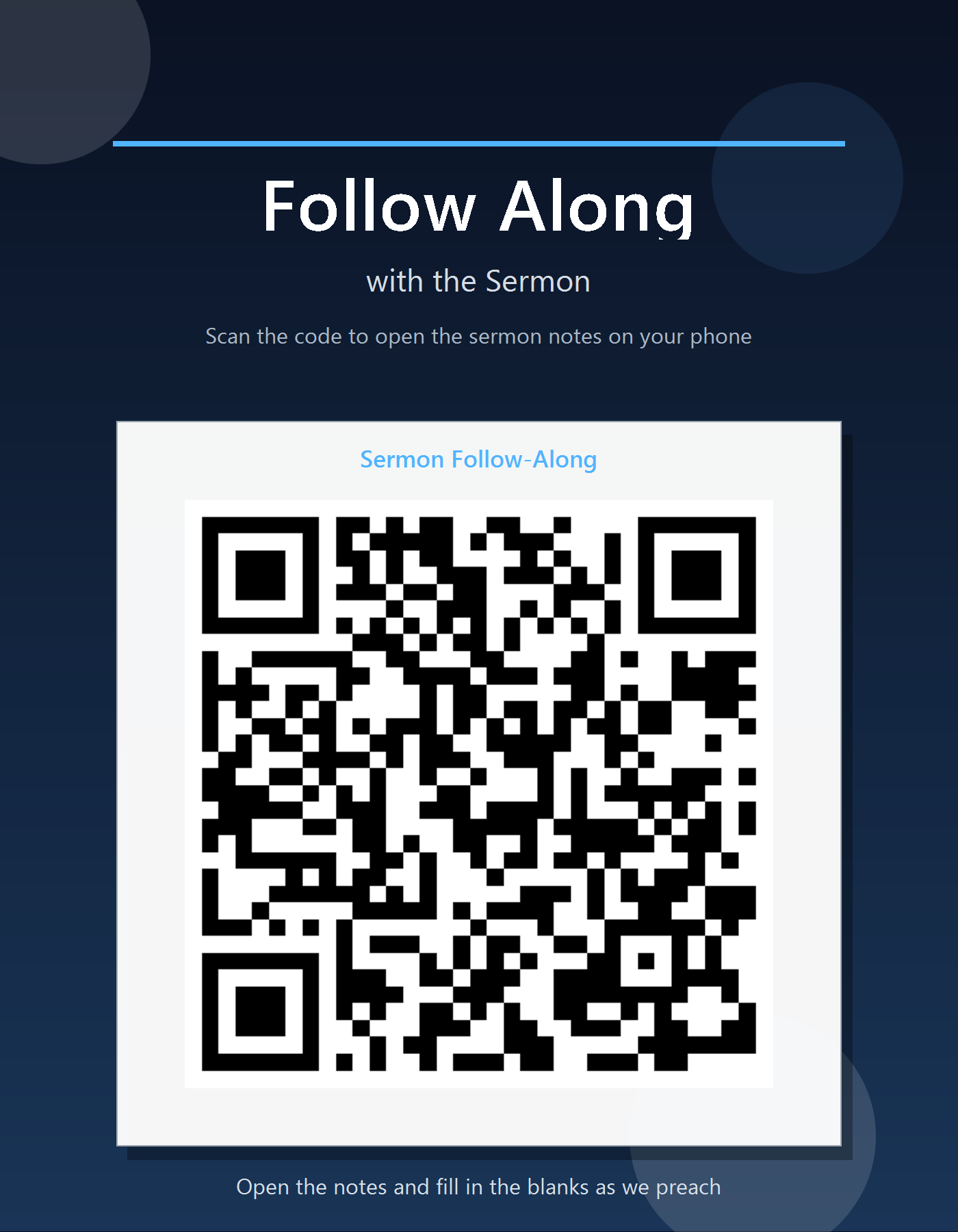Sermon follow-along QR code
